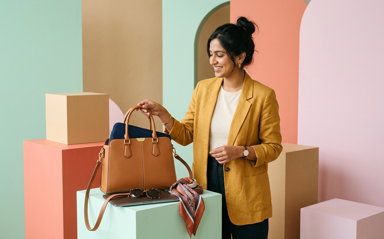 IRTH campaign creative: A work to weekend bag campaign frame