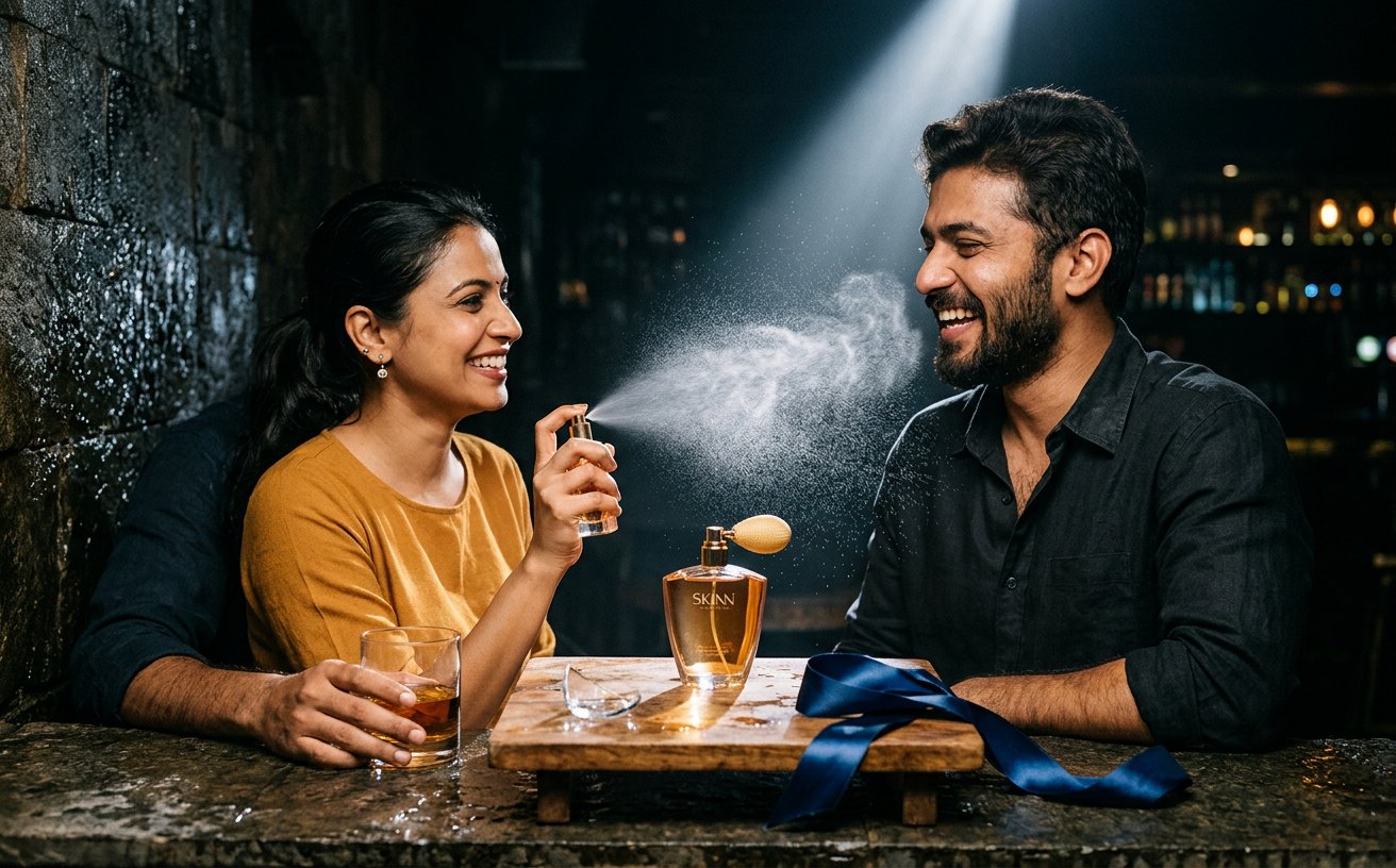 SKINN by Titan campaign creative: A date night campaign frame